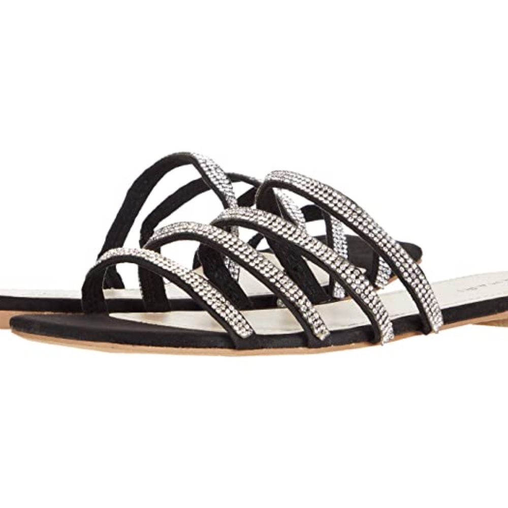 NWOB New Tahari Nuvia Black Rhinestone Slide Sandal